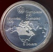 Kanada 1976. 5$ Ag "Olimpia-Észak-Amerika térkép" T:1