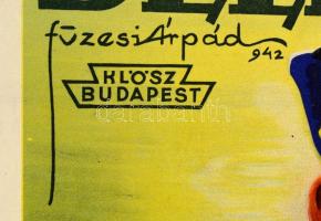 1942 Füzesi Árpád (1891-?): Délpestvármegyei kiállítás Kiskunhalason, nagyméretű plakát, litográfia,...