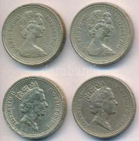 Nagy-Britannia 1983-1993. 1Ł (4x) T:2,2- kis ph. Great Britain 1983-1993. 1 Pound (4x) C:XF,VF small edge error
