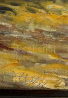 Tallós Prohászka István (1896-1974): Lovaskocsi nagy teher. Olaj, vászon, jelzett, keretben, 27×50 c...