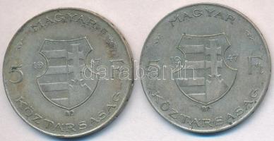 1947. 5Ft Ag "Kossuth" (2x) T:2-