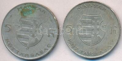 1947. 5Ft Ag "Kossuth" (2x) T:2-,3 patina