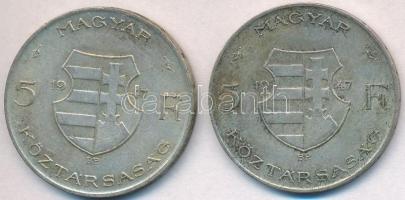 1947. 5Ft Ag "Kossuth" (2x) T:2,2-