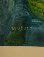 Olvashatatlan jelzéssel: Sárga vázás csendélet. Vegyes technika, papír, üvegezett keretben, 18×33 cm