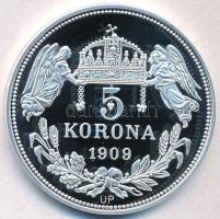 DN "Királyi koronák / 1909. 5K - Ferenc József" Ag emlékérem tanúsítvánnyal (20g/0.999/38,...