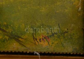 Neogrády jelzéssel: Ház a mezőn. Olaj, karton, üvegezett keretben, 18×29 cm