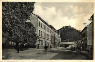 Huszt, Chust; utcakép, Szerencsy üzlete, vár, Ignaz Ausländer kiadása / street view, shops, castle (Rb)