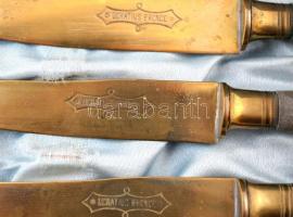 XX. sz eleje: Uchatius rózsafa nyelű vajazó kés készlet. Acél és bronz. Eredeti dobozában / Begining...