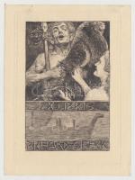 Bruno Héroux (1868-1944): Ex libris Richard Gloeck. Rézkarc, papír, jelzett a karcon, 11×7,5 cm 5
