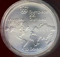 Kanada 1976. 10$ Ag "Olimpia-Világ térkép" T:1