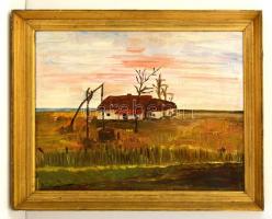 Kurucz jelzéssel: Tanya. Olaj, vászon, kereteben, 38×47 cm