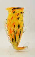 Hal formájú üveg kancsó, anyagában színezett, több rétegű, jelzés nélkül, hibátlan, m: 28 cm