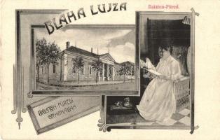 Balatonfüred, Blaha Lujza színésznő a balatonfüredi otthonában, Art Nouveau, Kurzweil Frigyes kiadása (EK)