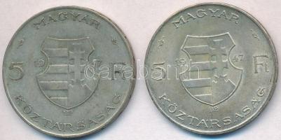 1947. 5Ft Ag "Kossuth" (2x) T:2,2-