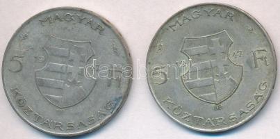 1947. 5Ft Ag "Kossuth" (2x) T:2-,3