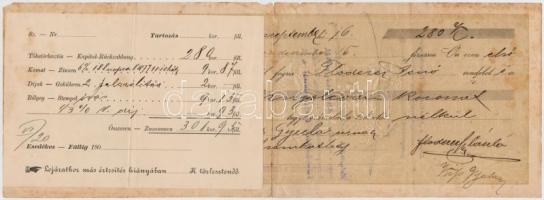 Szentgotthárd 1903. Kitöltött váltó 20f-ről, a "Szent-Gotthárdi Takarékpénztár részvény-társasá...