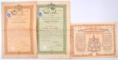 6db-os vegyes magyar és külföldi részvény tétel, közte Budapest 1904. "A Magyar Korona Országai...