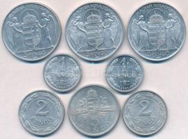 1941-1945. 1P Al (2xklf) + 2P Al (2xklf) + 5P Al "Horthy Miklós születésének 75. évfordulója&qu...