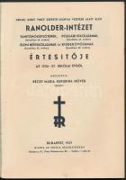 1936 Depaul Szent Vince Szeretet Leányai (Irgalmas Nővérek) vezetése alatt álló Ranolder-Intézet évi...
