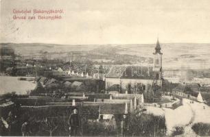 Bakonyjákó, látkép a templommal