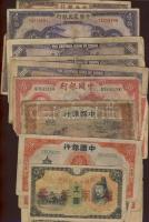 Régi kínai bankjegyek, kevés P.R.C-vel 431db, duplákkal, főleg 1930-40-es évekből, használt és erőse...