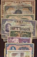 Régi kínai bankjegyek, kevés P.R.C-vel 431db, duplákkal, főleg 1930-40-es évekből, használt és erőse...