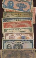 Régi kínai bankjegyek, kevés P.R.C-vel 431db, duplákkal, főleg 1930-40-es évekből, használt és erőse...