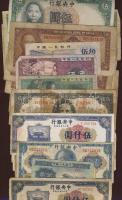 Régi kínai bankjegyek, kevés P.R.C-vel 431db, duplákkal, főleg 1930-40-es évekből, használt és erőse...