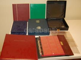 4db éremberakó üresen, ill. lapokkal + 3db éremtartó tálca klf férőhelyekkel