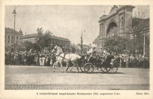 1914 Budapest VIII. Keleti pályaudvar, A trónörököspár megérkezése, Alexy felvétele. Háborús levelezőlap. (EK)