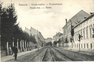 Temesvár, Timisoara; Erzsébetváros, Dózsa utca, villamos sínek / street view, rails (EK)