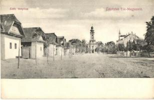 Tótmegyer, Slovensky Meder, Palárikovo; utcakép katolikus templommal. Lun János kiadása / street view, church (ázott / wet damage)