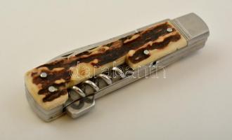 Käller's vadászkés, többfunkciós, agancs nyéllel, h: 10 cm