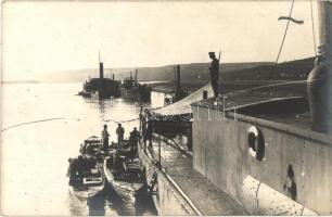 Háborúban felfegyverzett Sámson aknaszedő gőzös / K.u.K. Kriegsmarine, armed SS Samson minesweeper, photo