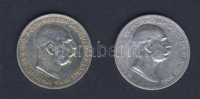 Ausztria 1908. 1K Ag "Jubileum" T:2/2+ + 1915. 1Kr Ag T:1/2