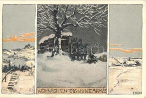 1916 Weihnachten K.u.K. II. Armee / WWI K.u.K. military art postcard litho s: E. Kutzer