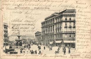 Budapest VIII. Múzeum körút, gyógyszertár, Nemzeti Múzeum, villamosok, Divald 146. (EK)