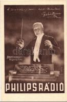Philips Rádió reklámlapja karmesterrel / Philips Radio advertisement postcard with conductor