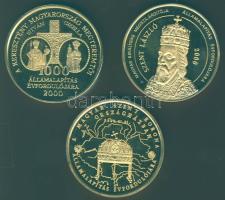 2000. "Államalapítás emlékére" 3klf aranyozott emlékérem, eredeti díszdobozban T:PP