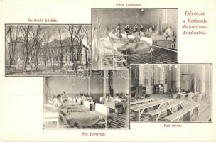 Budapest XIV. Bethesda diakonissza kórház, Férfi kórterem, Női kórterem, imaterem, szoba belsők