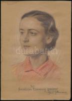 Paul Tillmann (?-?): Női portré. Pasztell-ceruza, papír, jelzett, 25×17 cm