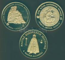 2000. "Államalapítás emlékére" 3klf aranyozott emlékérem, eredeti díszdobozban T:PP