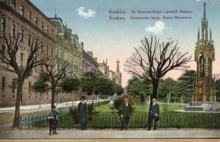 Kraków, Krakau; Ul. Straszewskiego i pomnik Rejtana / street view with statue, K.u.K. Feldpostamt