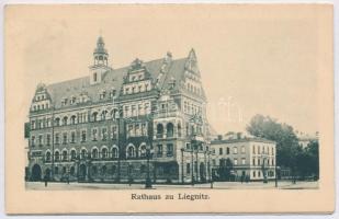 Legnica, Liegnitz; Rathaus. Römmlersche Orientierungskarte / town hall, folding card with map of the town