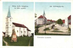 Lenti, Római katolikus templom, hősi szobor, Szentháromság tér, Csánk Ferenc kiadása (EK)