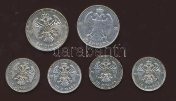 Jugoszlávia 1931-1938. 10D Ag (4x) + 20D Ag (1x) + 50D (1x) T:2,2/3+