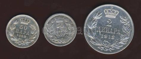 Szerbia 1879. 50P Ag T:3 + 1912. 50P Ag + 2D Ag T:2/3+