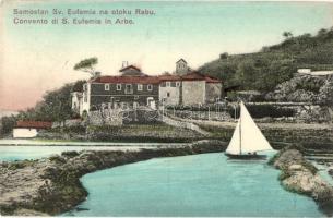 Rab, Arbe, Rabu; Samostan Sv. Eufemie / Convento di S. Eufemia / monastery of St. Euphemia on the island, sailing boat, Vittorio Stein (EK)