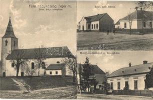 Füle, Római katolikus templom és iskola, Hangya szövetkezet, Községháza (EK)