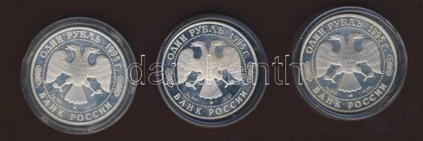 Oroszország 1995. 1R Ag (3x) 3klf motívum "Gólya, nyarfajd, delfin" T:PP